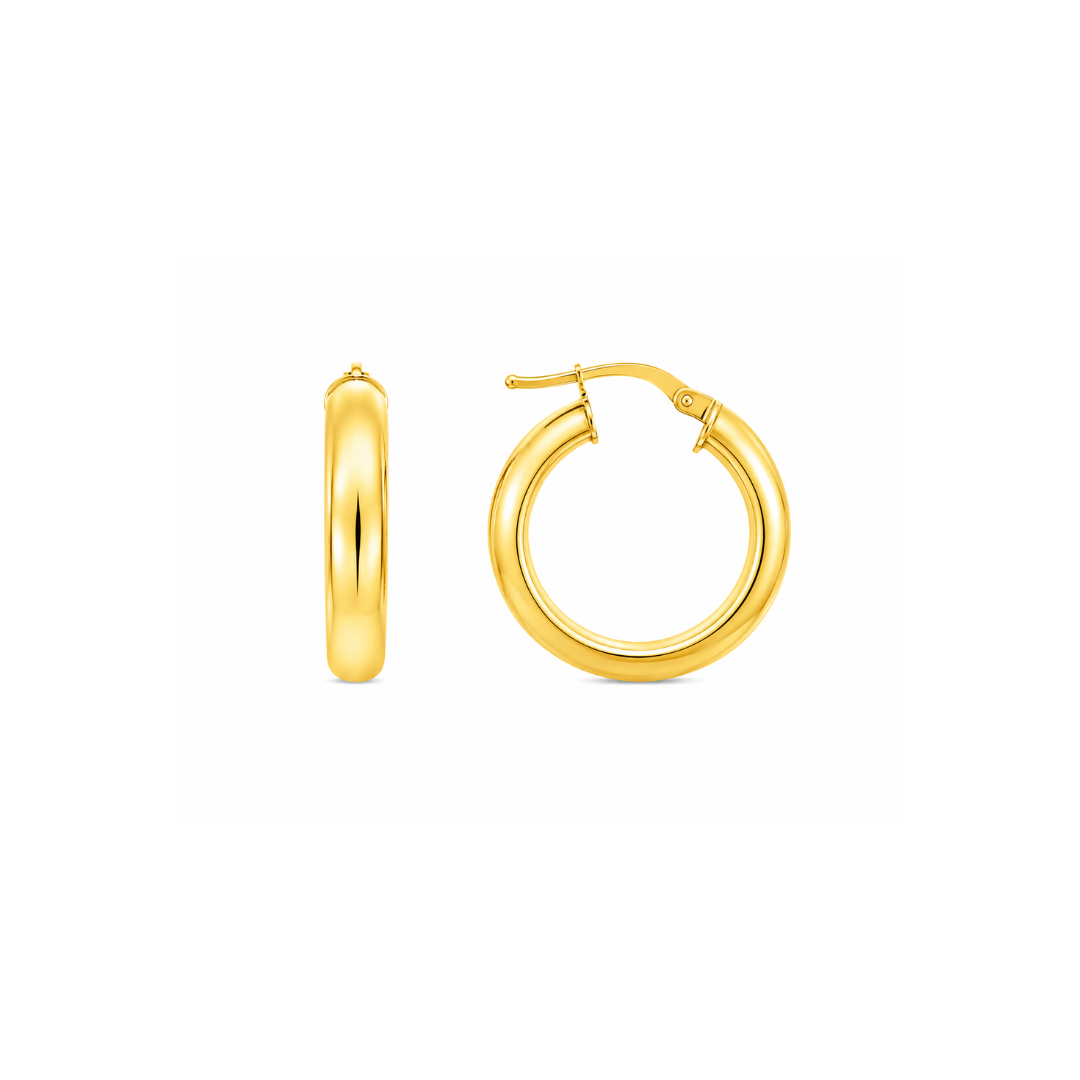 Aros Argollas de Oro Amarillo 18KT Tubo Redondo 3 MM.