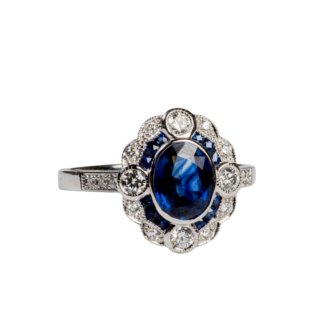 Anillo Platino Zafiro Oval.