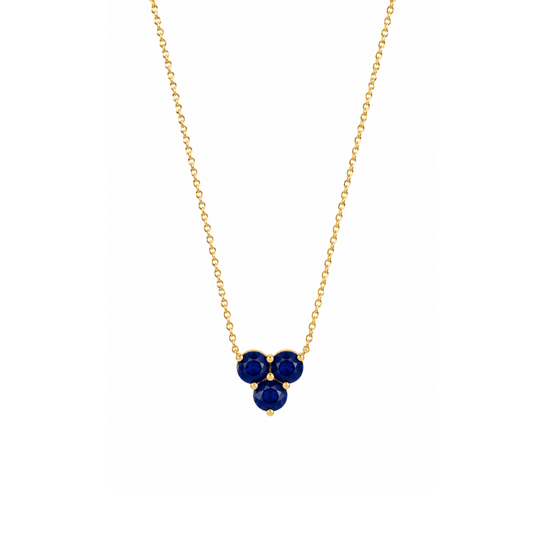 Collar Trío de Zafiros en Oro Amarillo 14Kt.