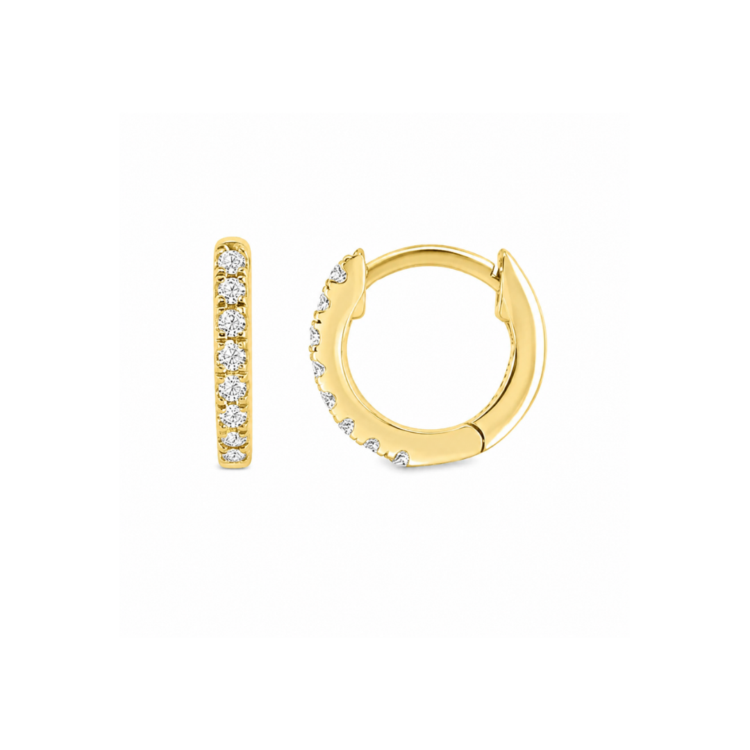 Aros Argollas de Oro Amarillo 14Kt y 8 Brillantes.