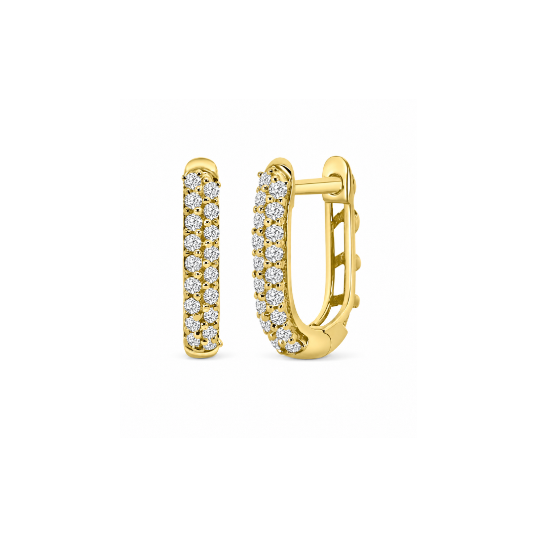 Aros Huggie de Brillantes en Oro Amarillo 14 Kt.