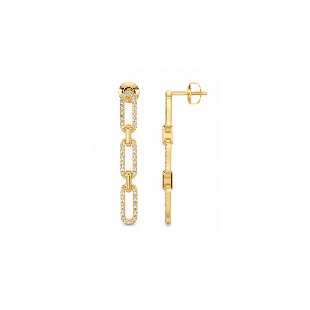 Aros 3 Eslabones de Oro Amarillo 14Kt y Brillantes Naturales.