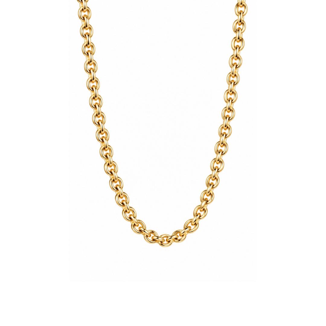 Collar Eslabón Rolo en Oro Amarillo 18Kt.