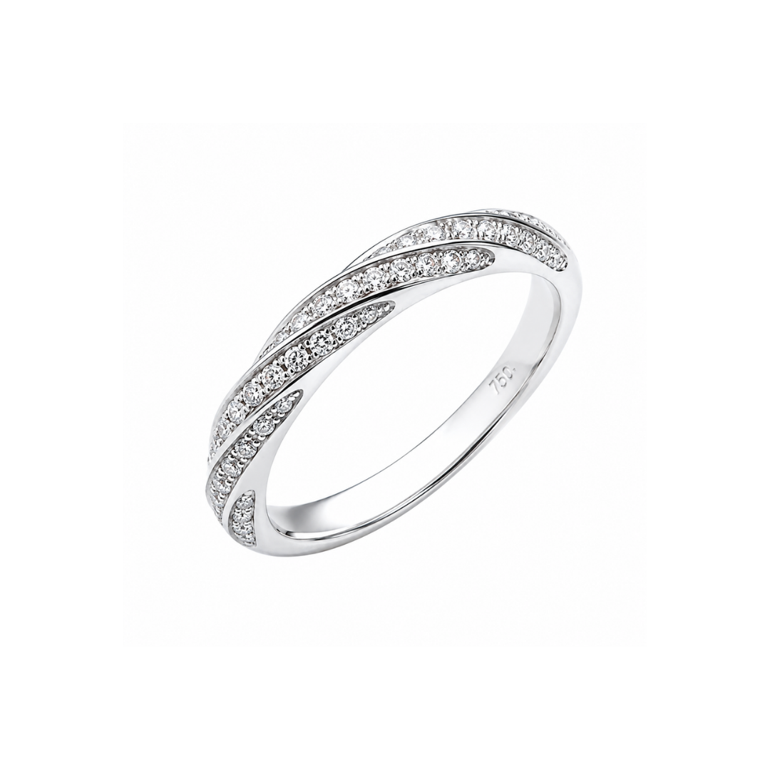 Anillo Platino Brillantes Trenzados.