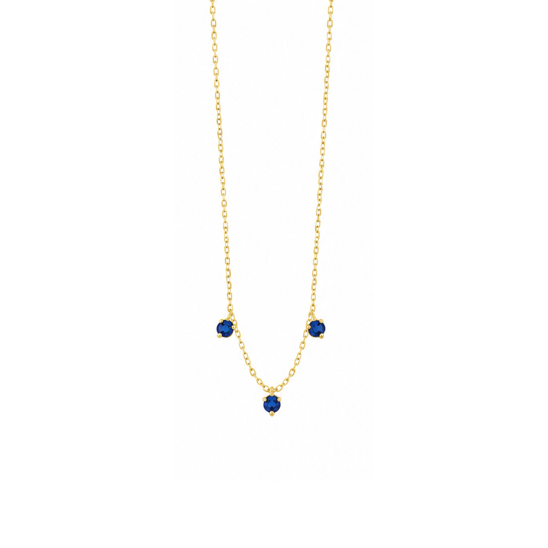 Collar zafiros Colgantes en Oro Amarillo 14Kt.
