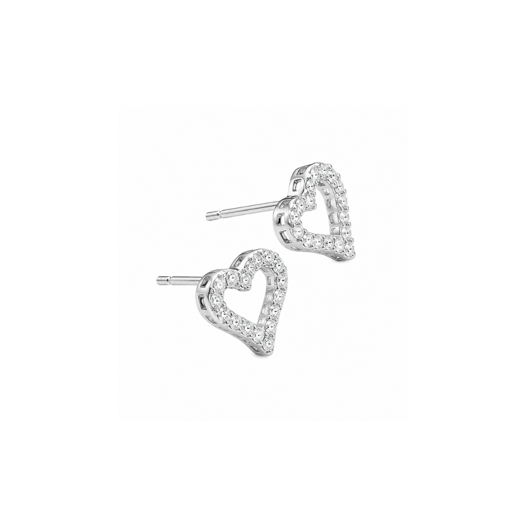 Aros Corazón Brillantes Oro Blanco 18KT.