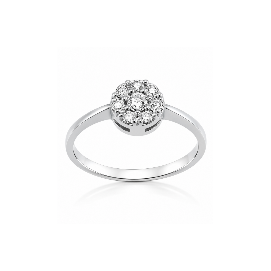 Anillo Círculo de 8 Brillantes en Oro Blanco.