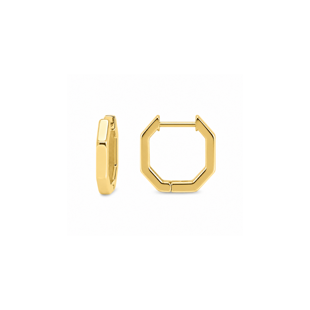 Aros Argollas Octogonales de Oro Amarillo 18Kt.