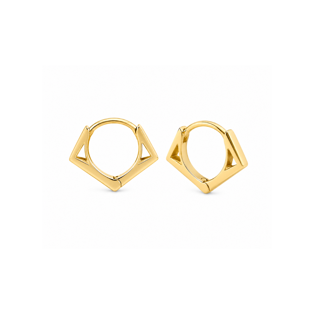 Aros Argollas Triángulo de Oro Amarillo 18Kt.