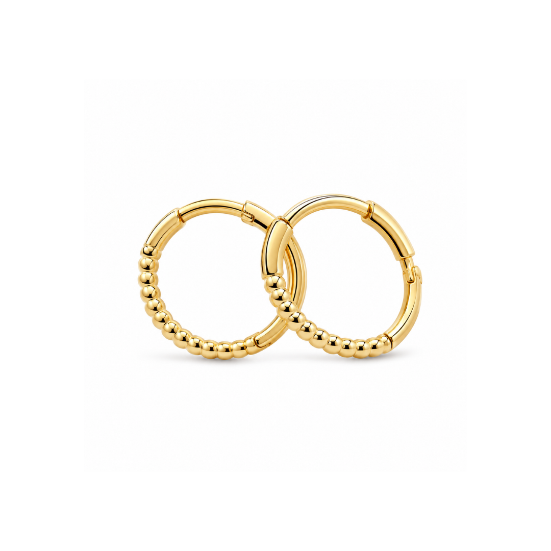 Aros Argollas de Oro Amarillo y Pelotitas 18Kt.