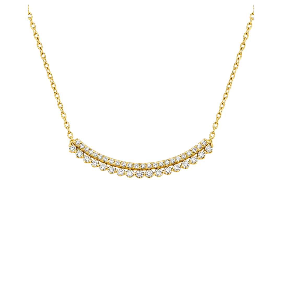 Collar Doble Barra de Brillantes en Oro Amarillo 14Kt.