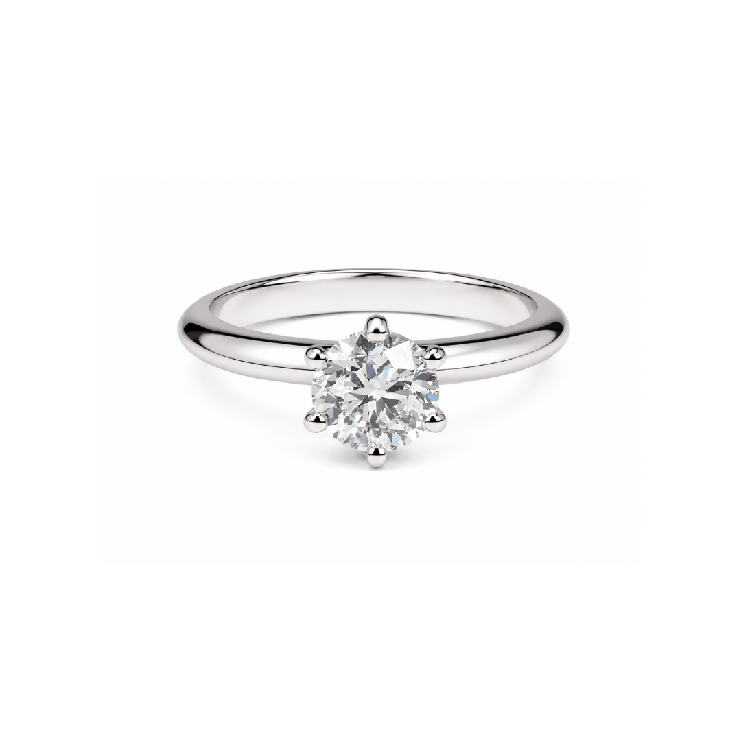 Anillo Solitario platino diamante natural.