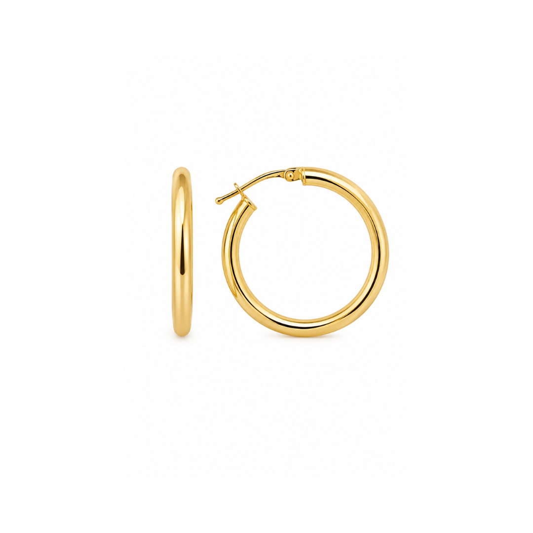 Aros Argollas de Oro Amarillo 18KT Tubo Redondo 2.5 MM.