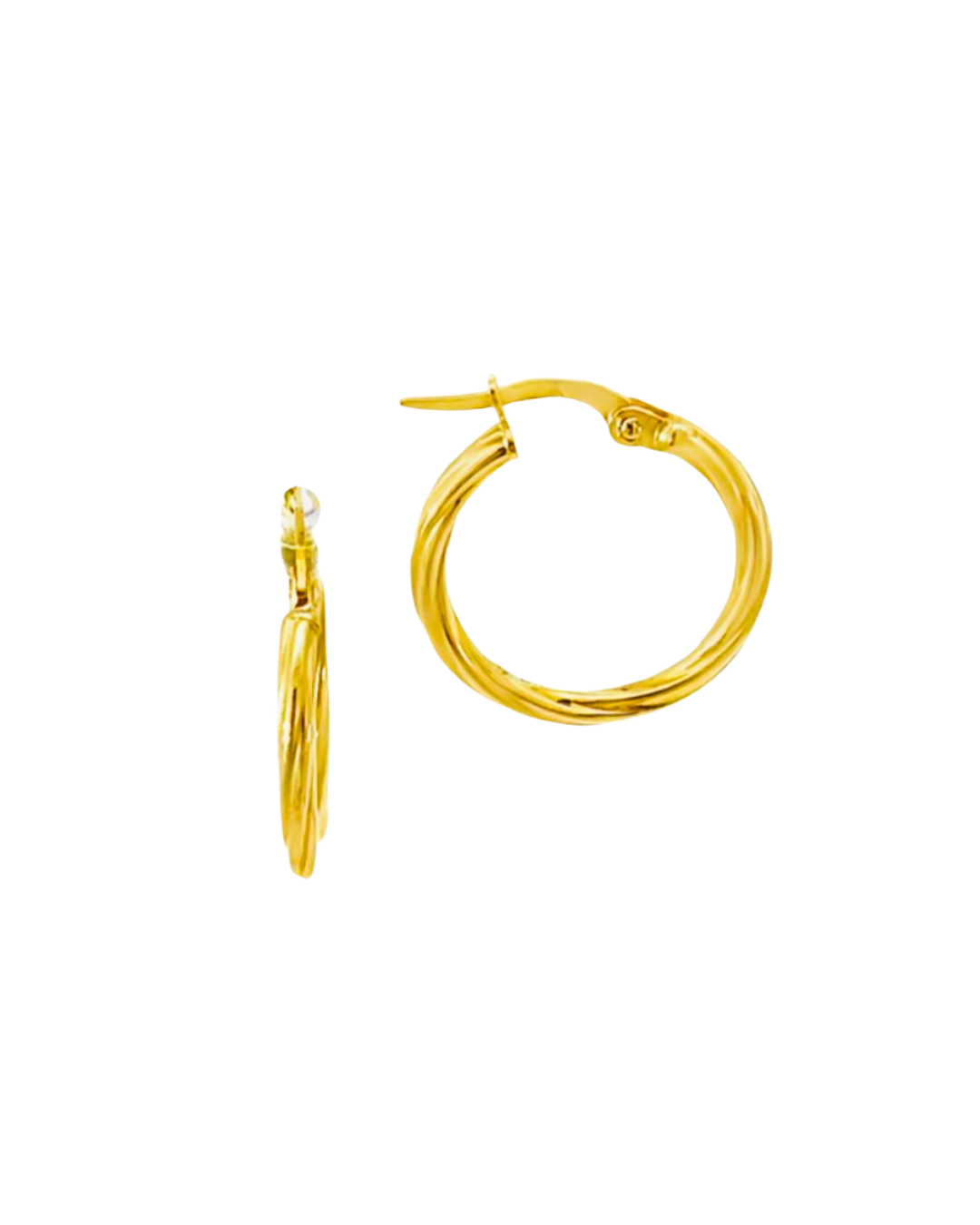 Aros Argollas de Oro Amarillo 18KT Tubo Torcido 3 MM.