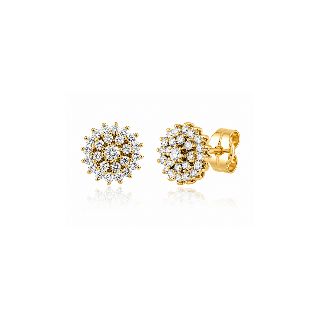 Aros de Oro Amarillo 25 Brillantes 18Kt.