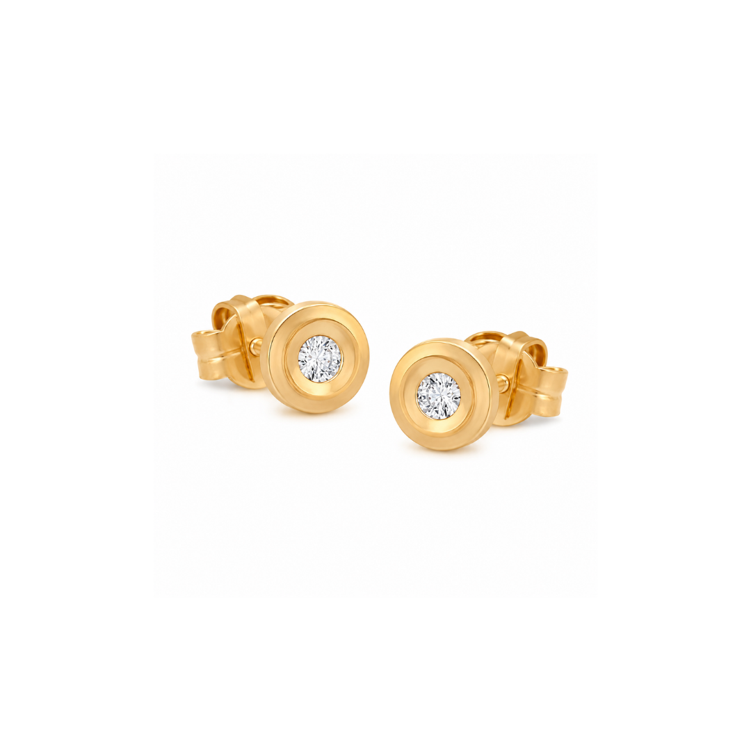 Aros Chatón de Oro Rosa Punto de Luz 18Kt.