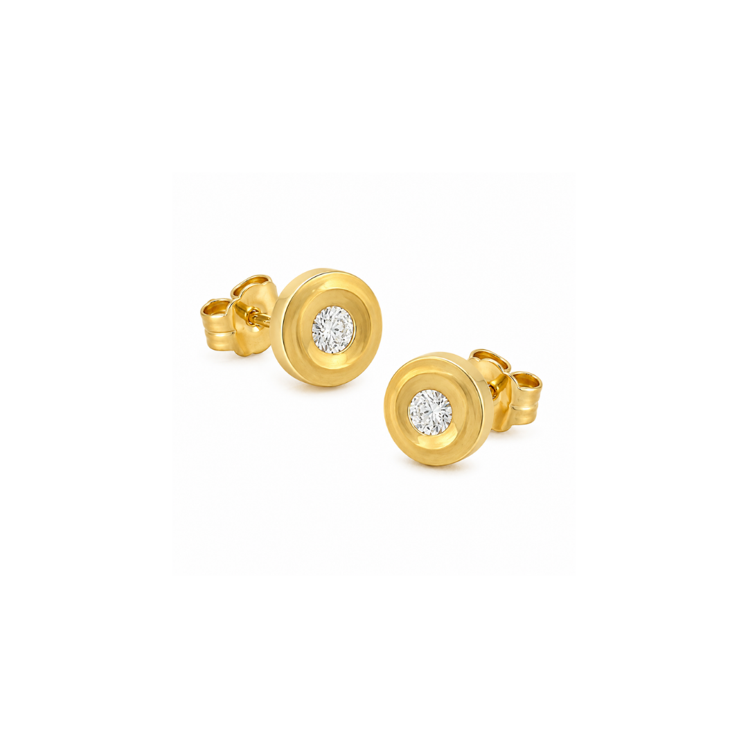Aros Chatón de Oro Amarillo Punto de Luz 18Kt.
