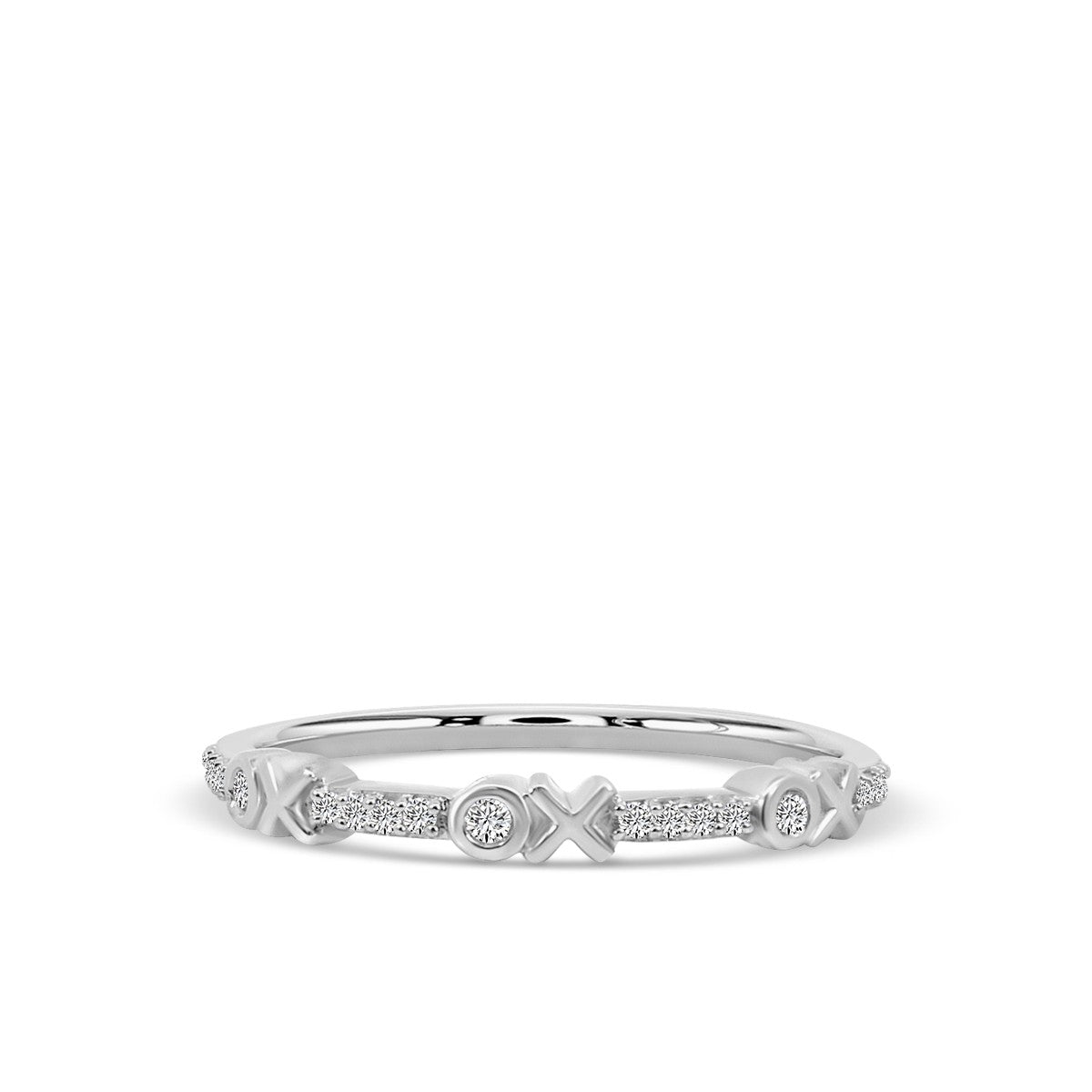 Anillo Oro Blanco 10Kt. Brillantes Naturales.