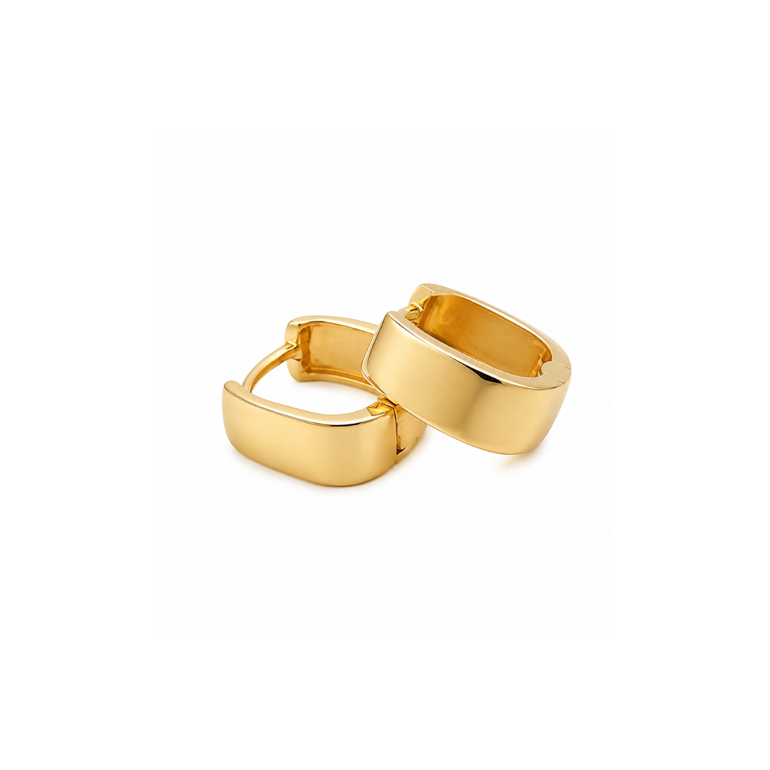 Aros Argollas de Oro Amarillo Cuadradas 14Kt.
