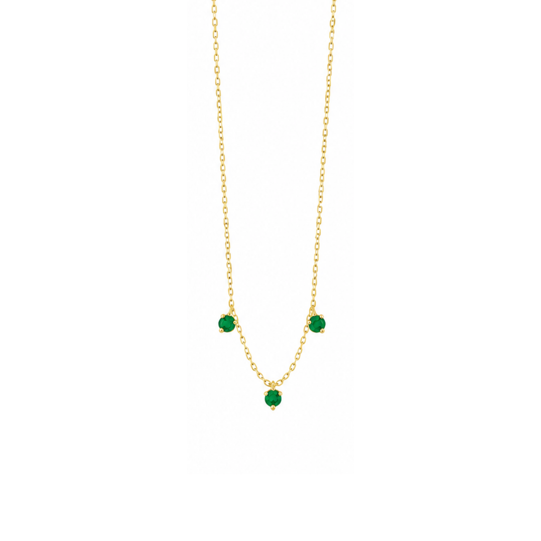 Collar Esmeraldas Colgantes en Oro Amarillo 14Kt.