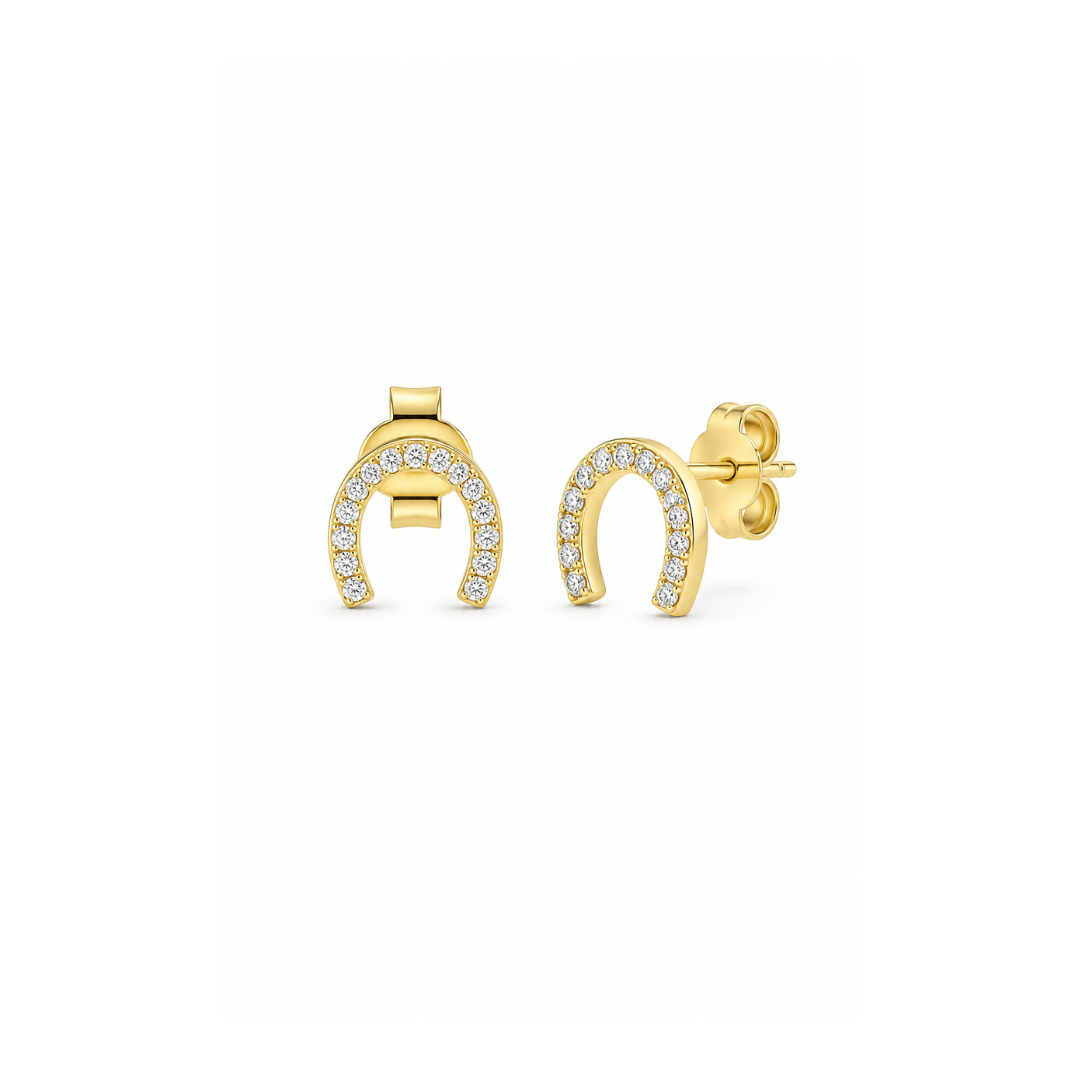 Aros Herradura de Brillantes Naturales Oro Amarillo 14Kt.