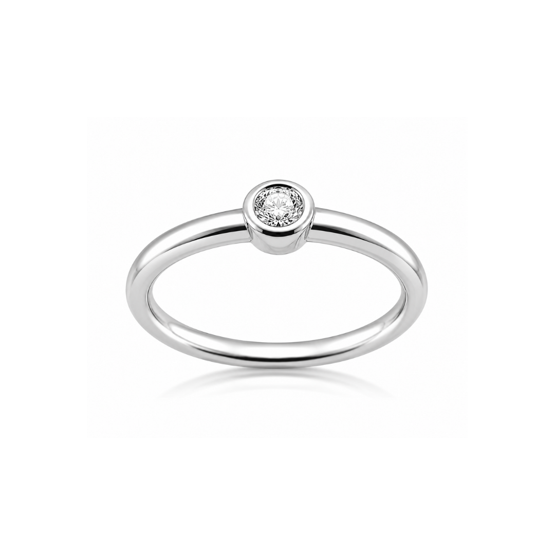Anillo Brillante Solitario Oro Blanco.