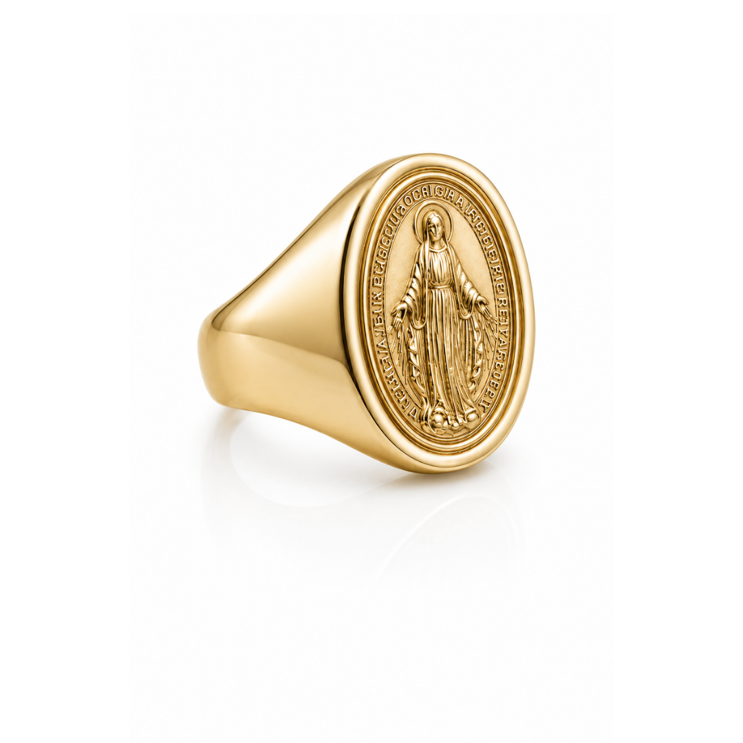 Anillo Oro Amarillo 18Kt. Chevalier Virgen de los Rayos.