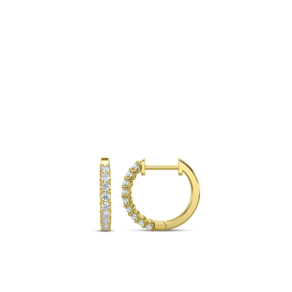 Aros Argollas Huggies Oro 14 kt y Brillantes Naturales.
