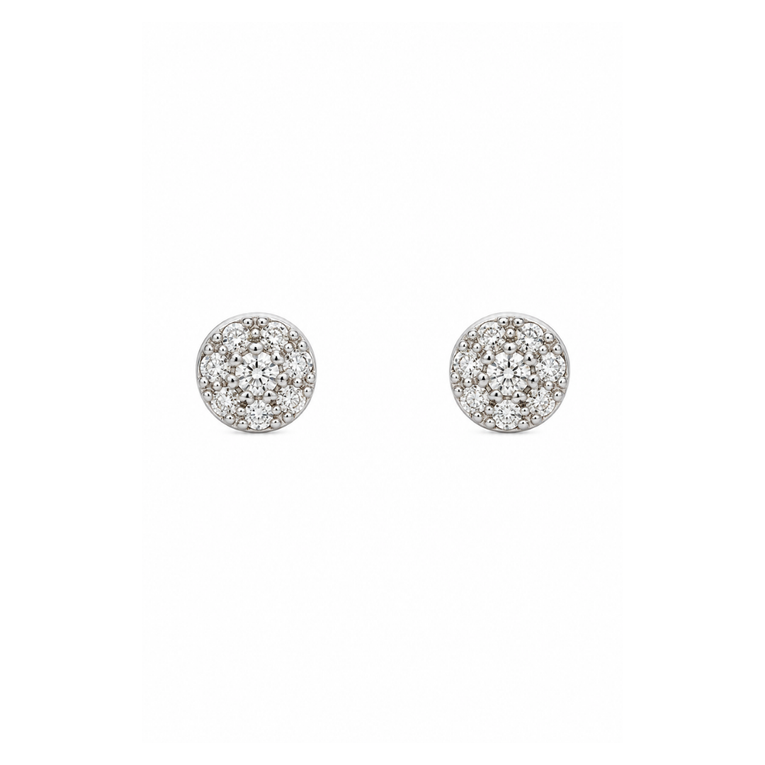 Aros Disco de Brillantes en Oro Blanco 18KT.