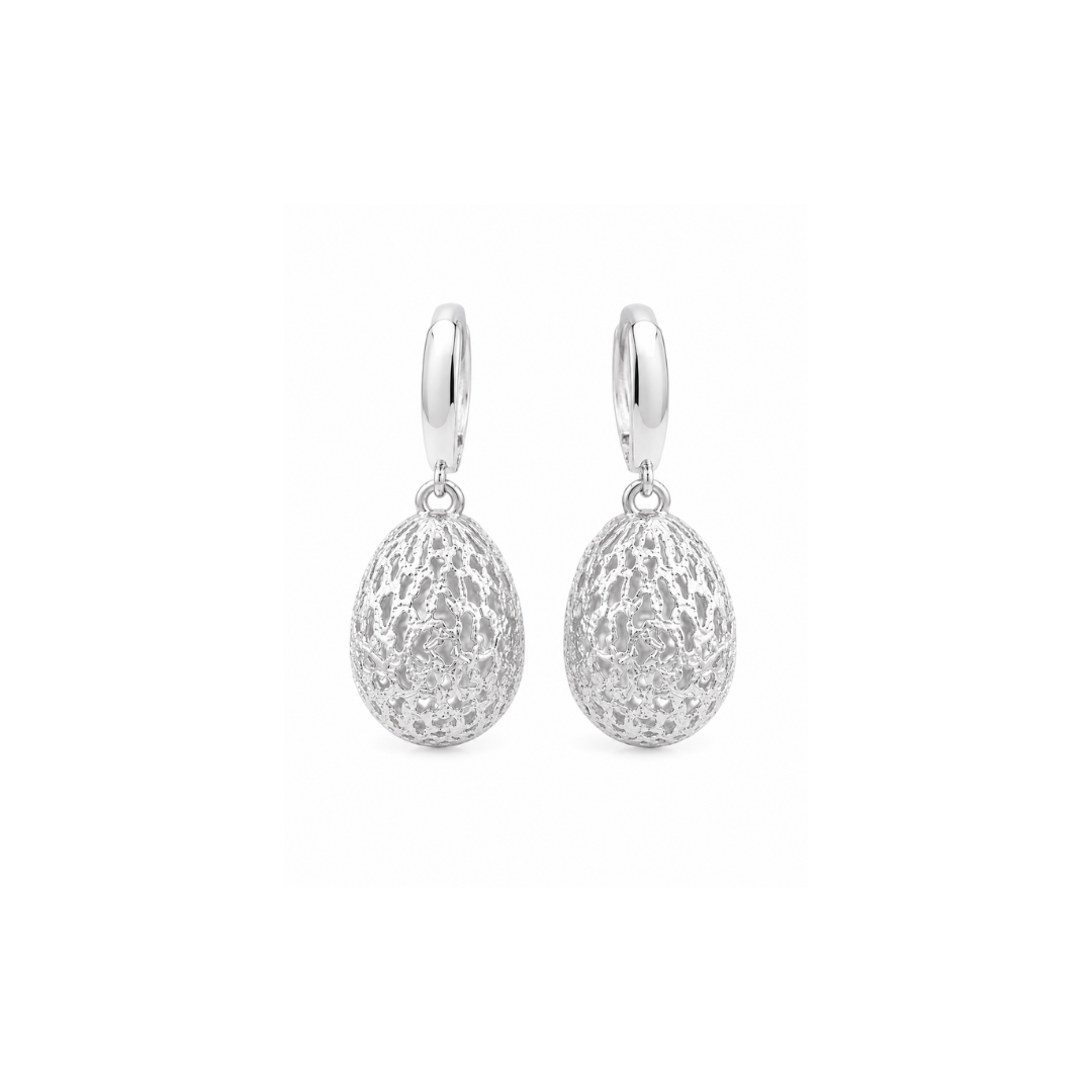 Aros de Plata Rodinada Filigrana Ovalados.