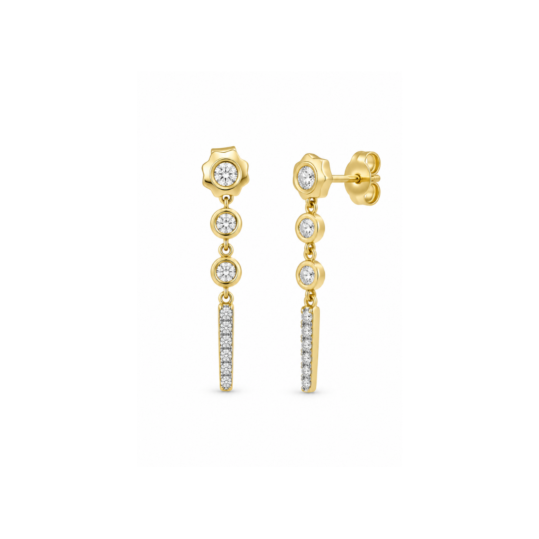 Aros de Brillantes Naturales Oro Amarillo 14Kt.
