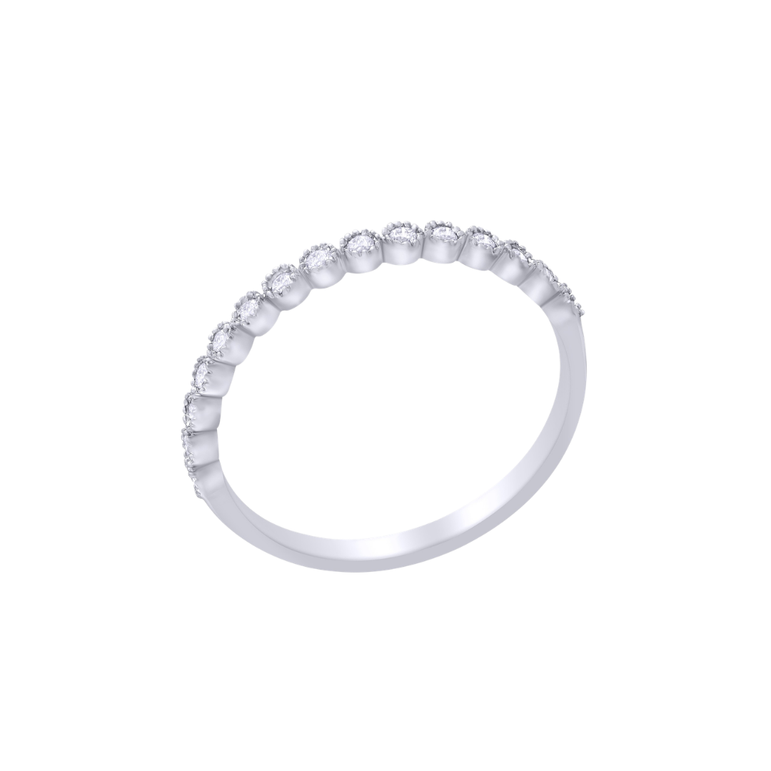 Anillo Oro Blanco 14 KT. 15 Brillantes.