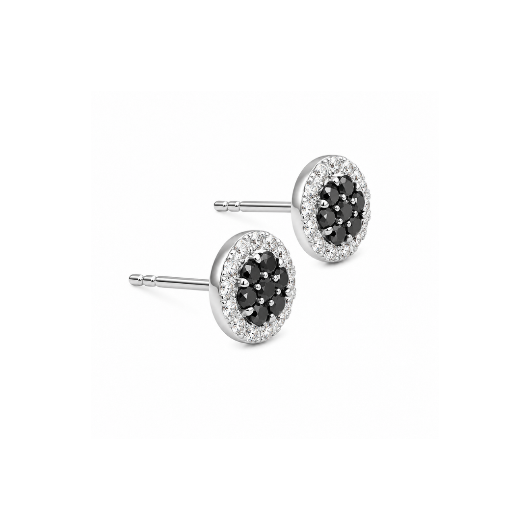 Aros de Platino Brillantes y Brillantes Negros.