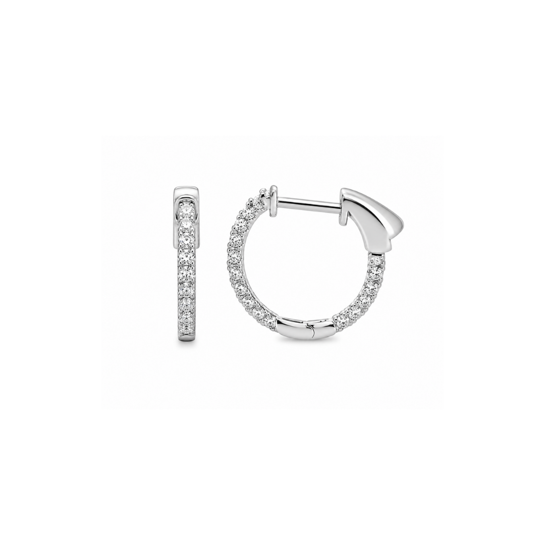 Aros Argolla de Oro Blanco 14 Kt. y Brillantes.