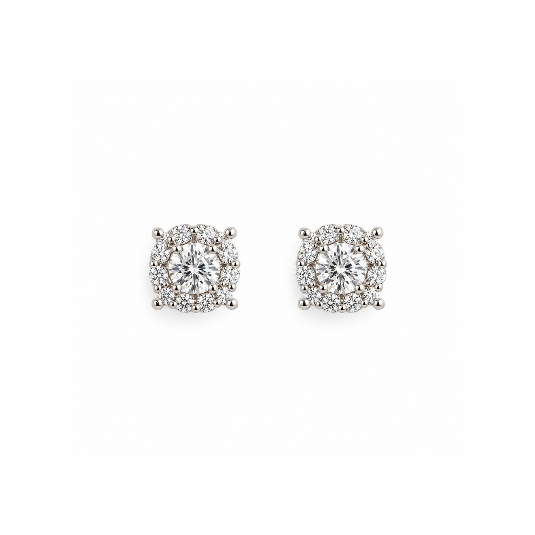 Aros Halo de Brillantes en Platino.