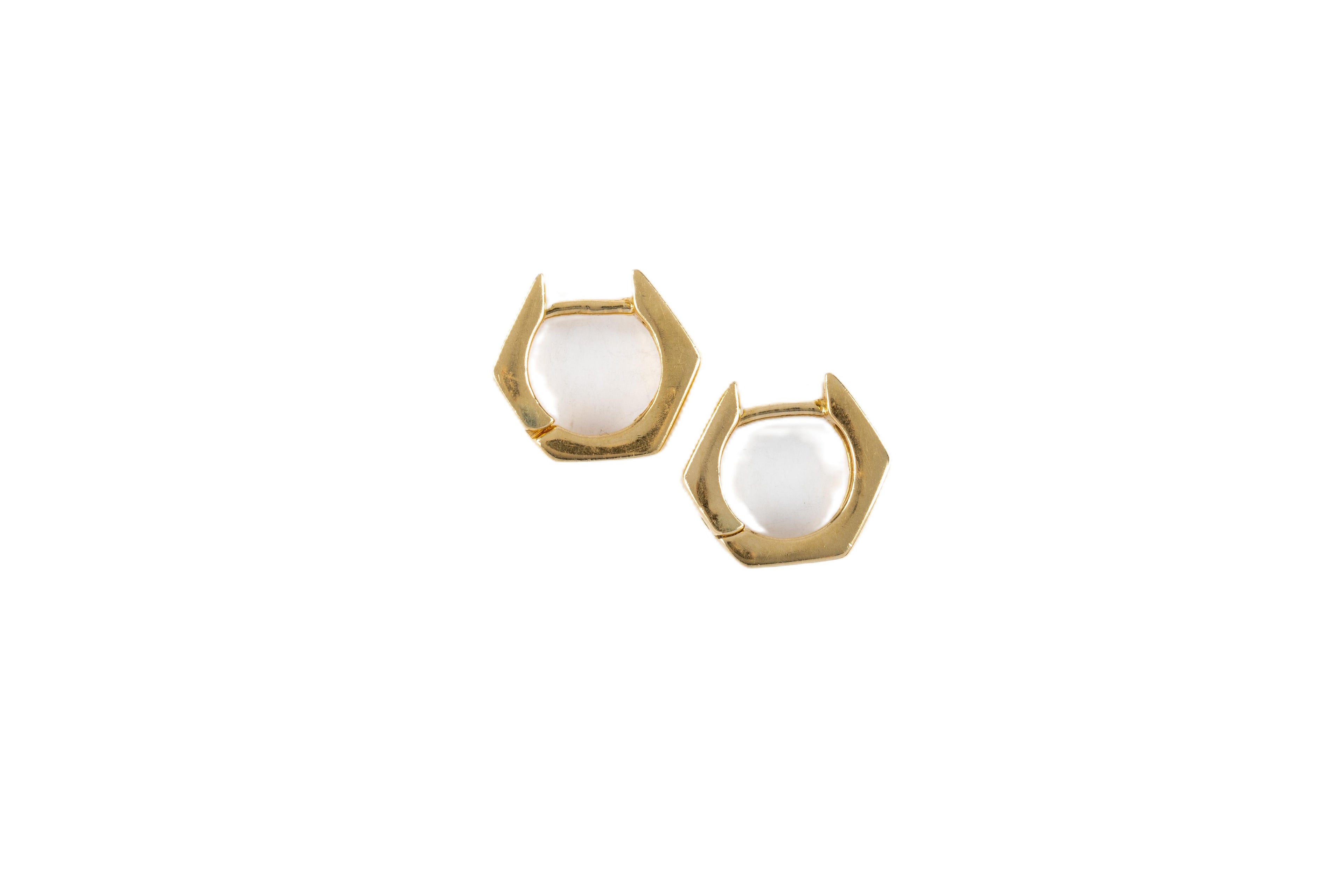 Aros Argollas Hexagonales de Oro Amarillo 14Kt.