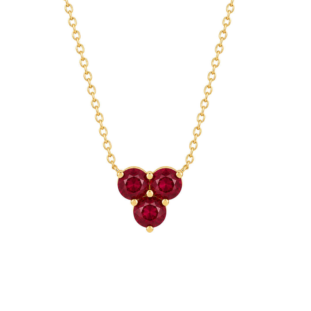 Collar Trío de Rubíes en Oro Amarillo 14Kt.