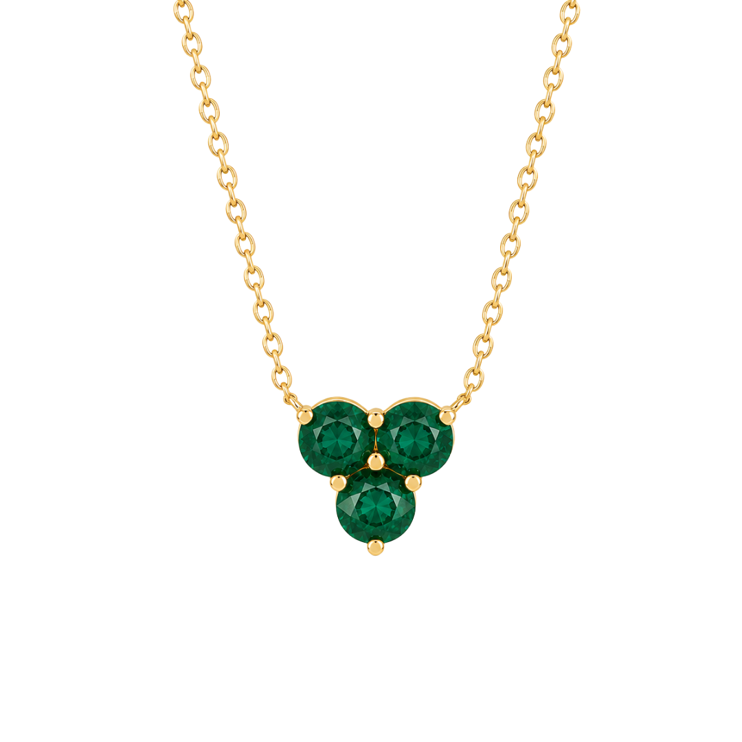 Collar Trío de Esmeraldas en Oro Amarillo 14Kt.