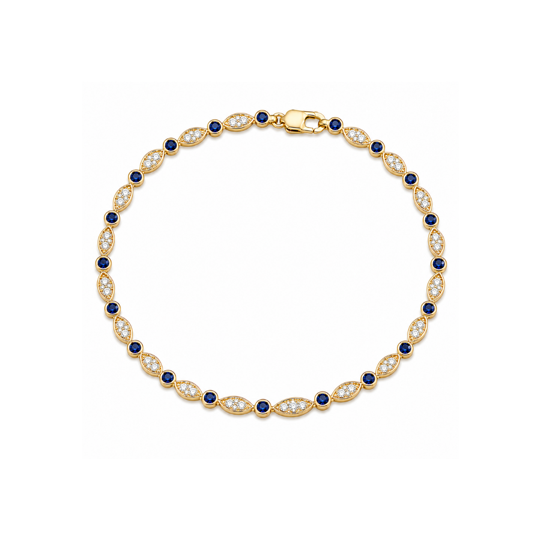 Pulsera zafiros y Brillantes Oro Amarillo 14Kt.