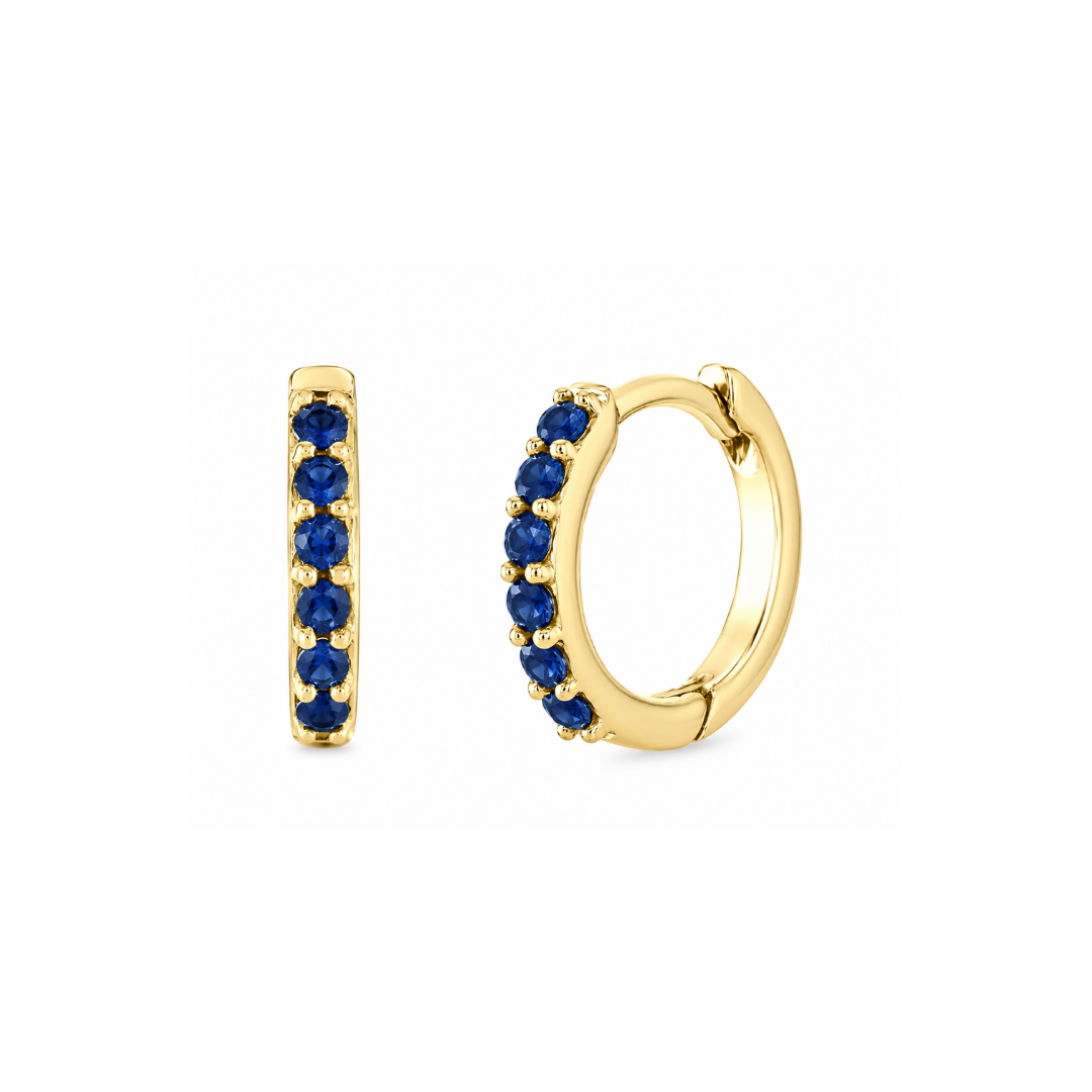 Aros Argollas de Oro Amarillo y zafiros 14Kt.