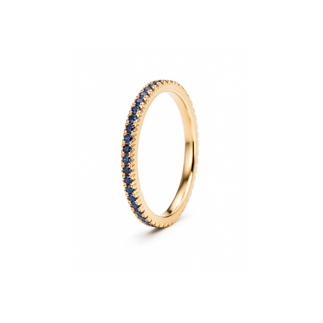 Anillo Oro Amarillo Cintillo Piedras 18Kt.