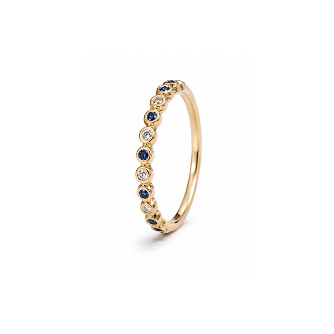 Anillo Oro Amarillo Brillantes y piedras 14Kt.