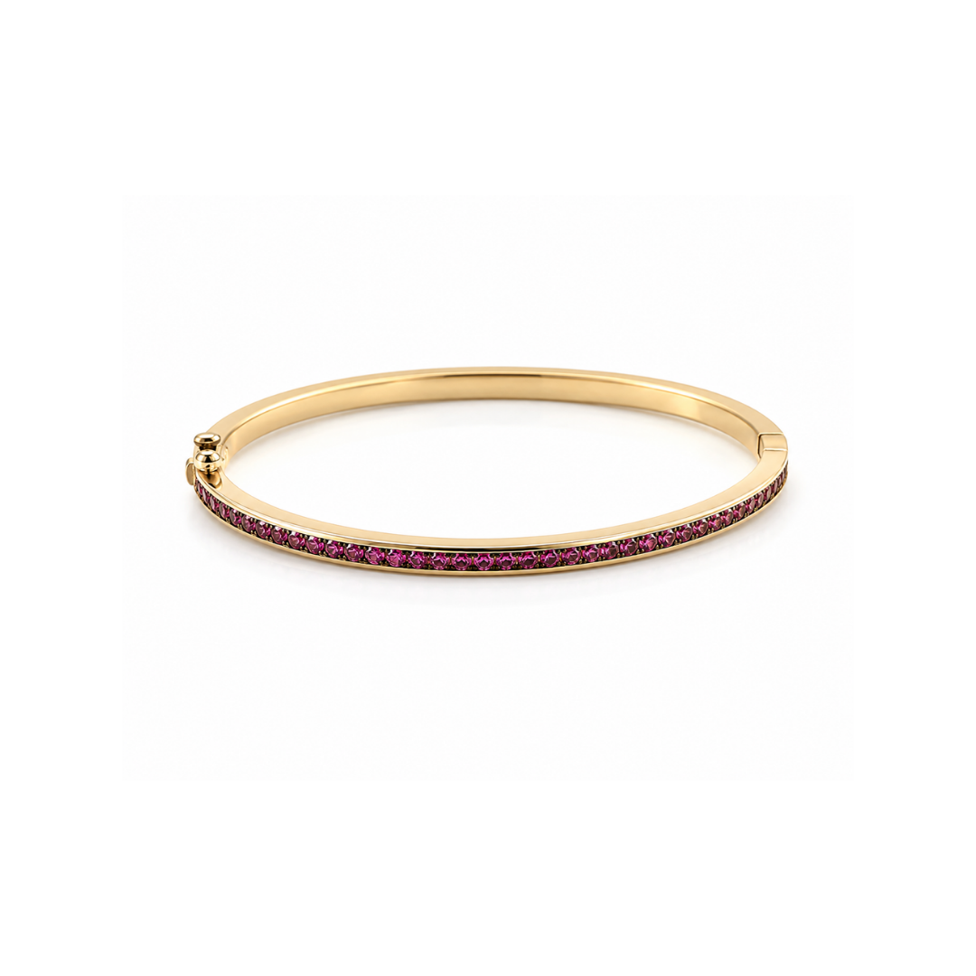 Pulsera Esclava Oro Amarillo 18Kt Rubí.