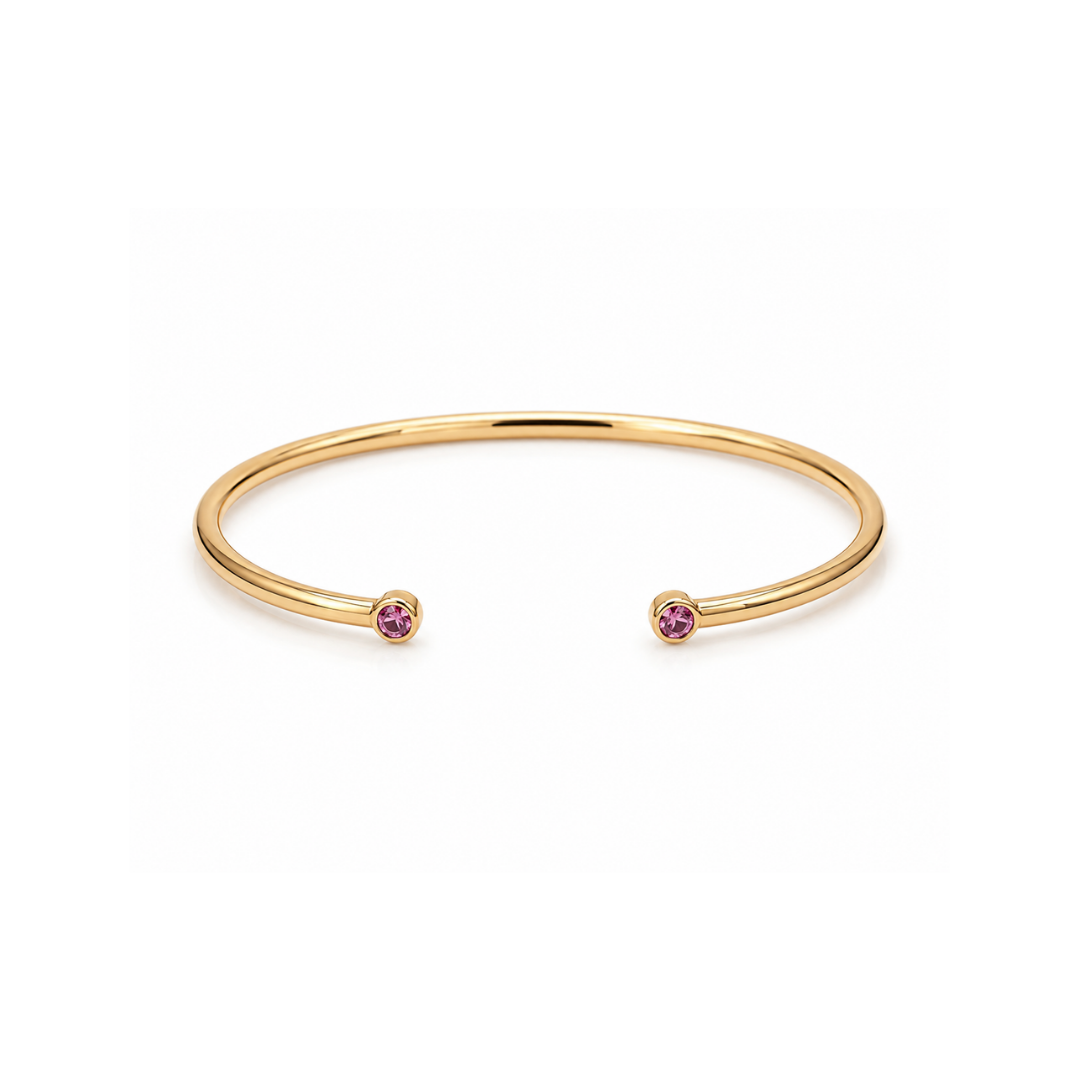 Pulsera Esclava Abierta Oro Amarillo y Turmalina 18Kt.