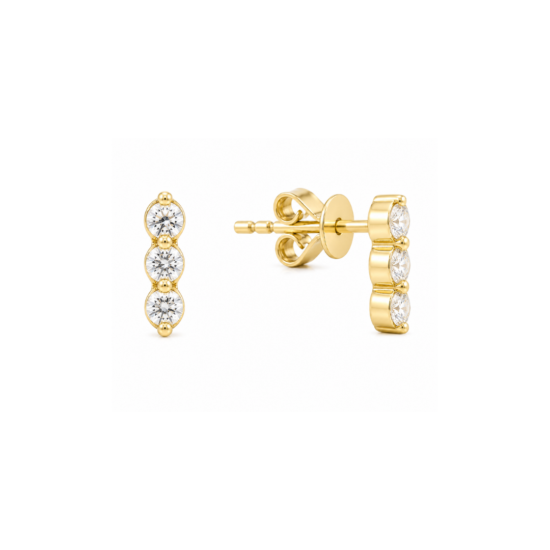 Aros Trío de Brillantes Oro Amarillo 14Kt.