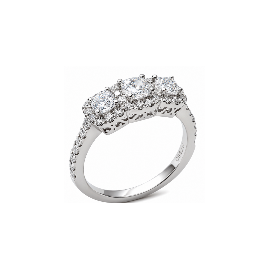 Anillo Tricillo Platino Brillantes.