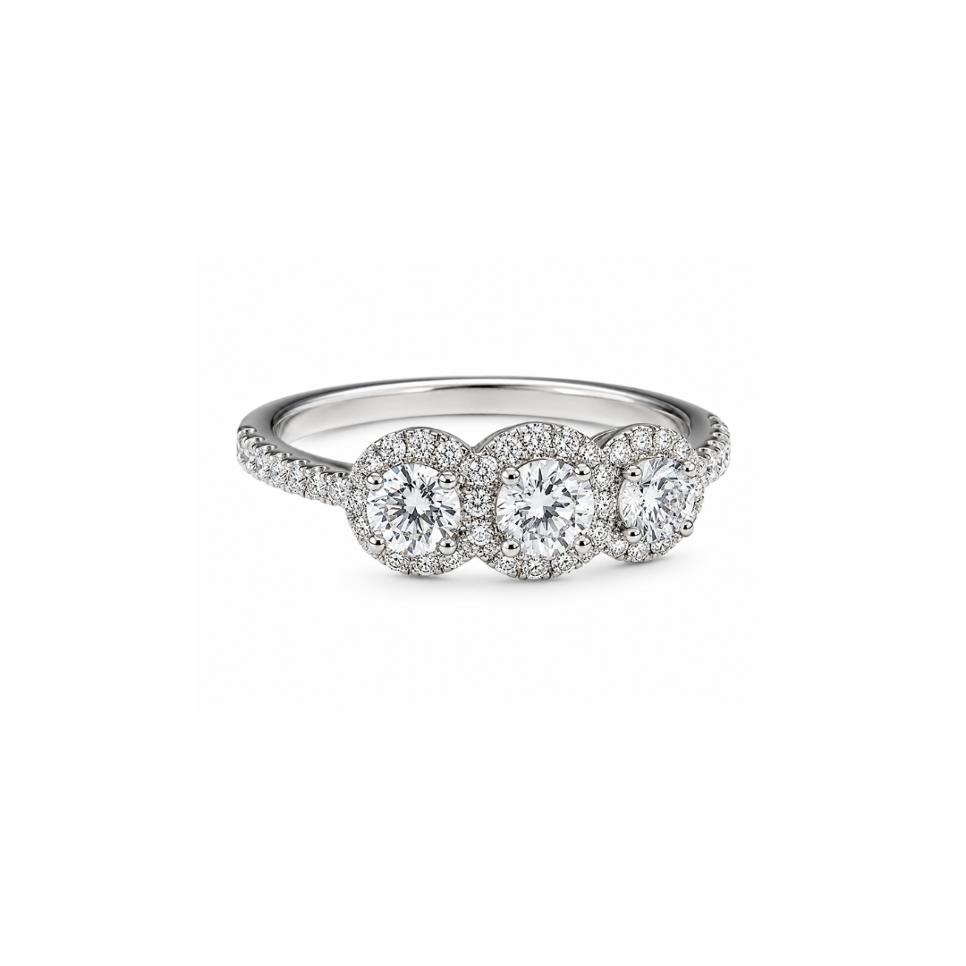 Anillo Platino Tricillo Brillantes.