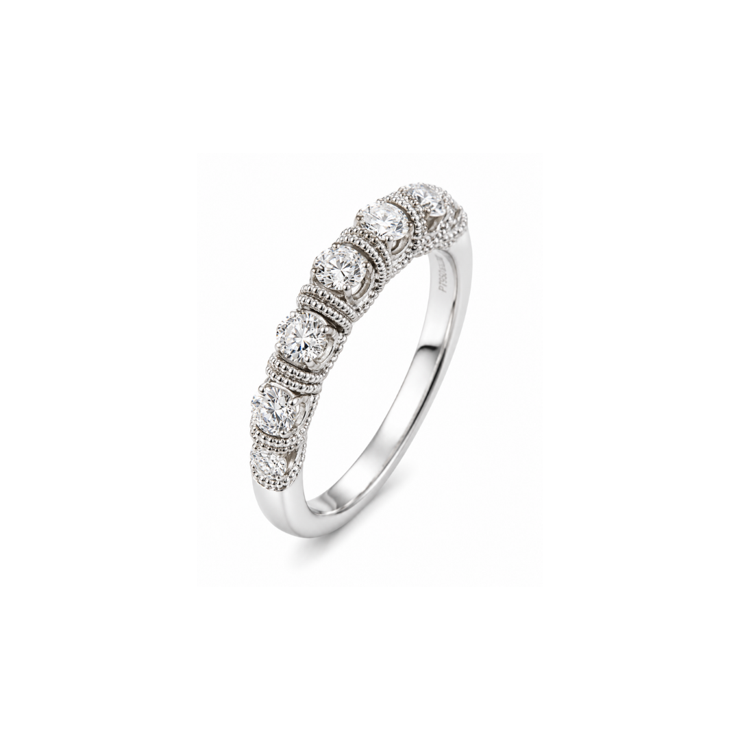 Anillo medio cintillo Platino 7 Brillantes.