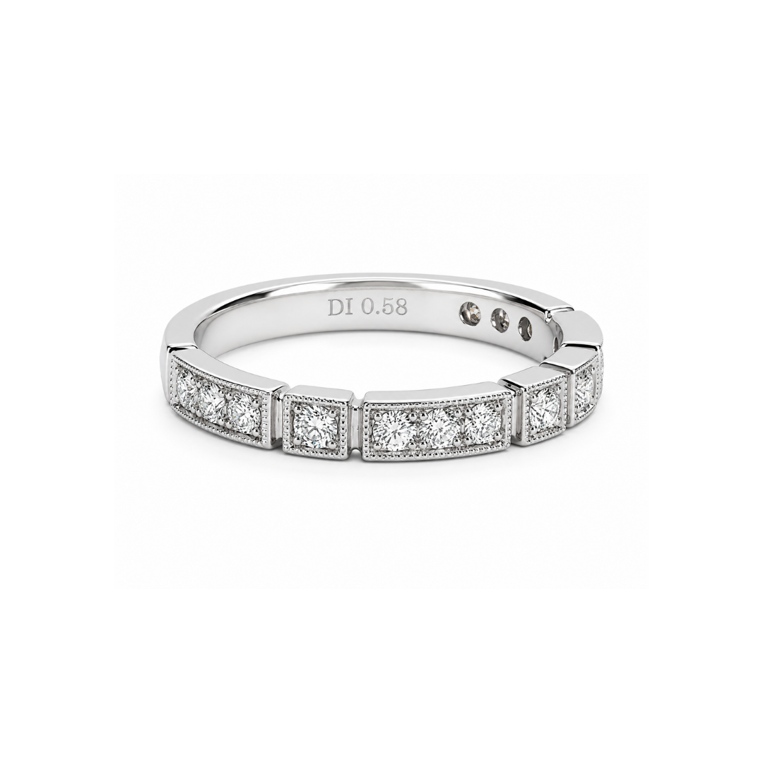 Anillo Platino y Brillantes engaste en bloques.