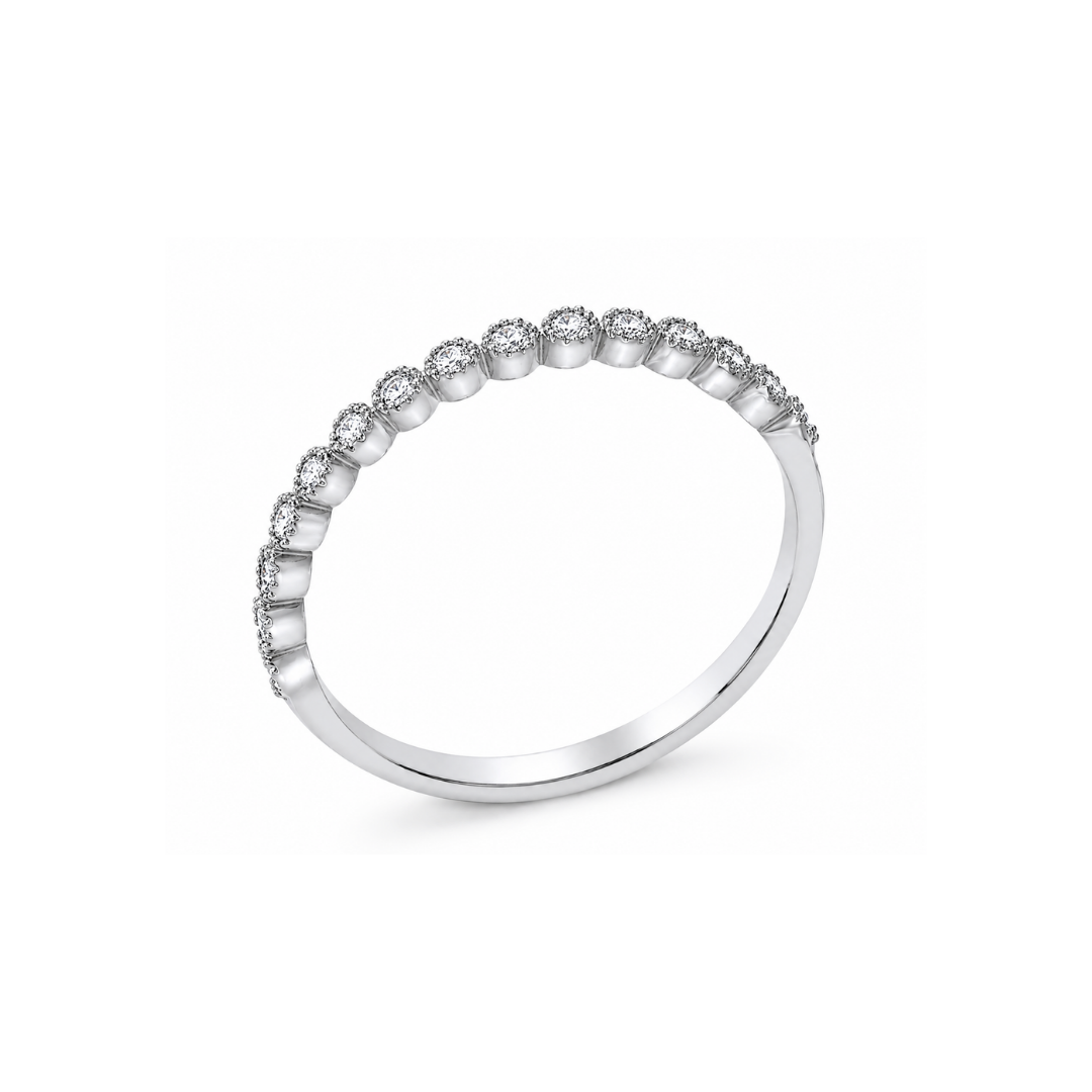 Anillo Oro Blanco 14 KT. 15 Brillantes.